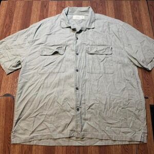 Abercrombie&Fitch Green A&F Button Up Linen Polo Shirt XL
